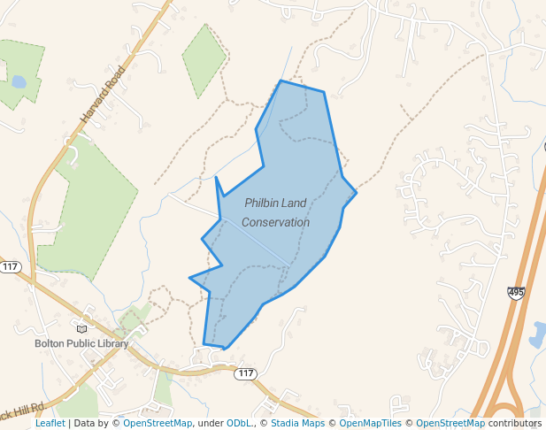 walking in Philbin Land Conservation map in Bolton