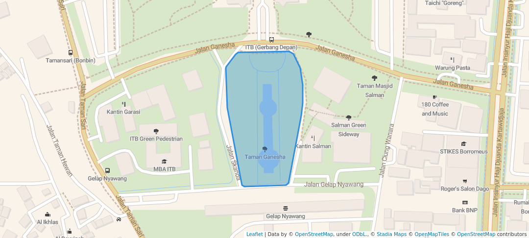 walking in Taman Ganesha map in Bandung