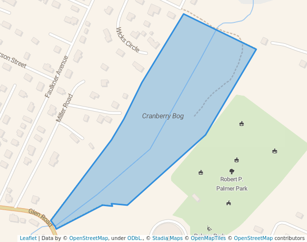 walking in Cranberry Bog map in Wilmington