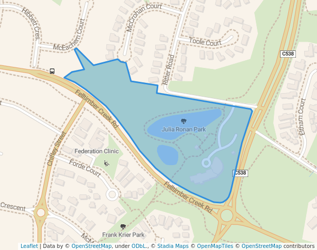 walking in Julia Ronan Park map in West Wodonga