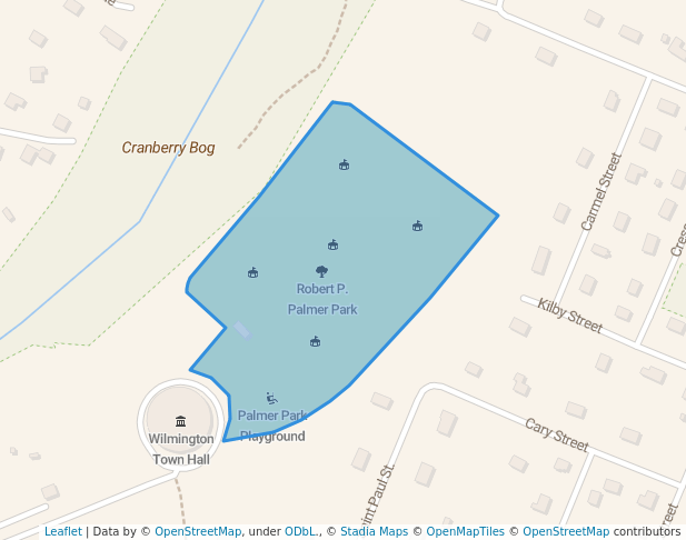 walking in Robert P. Palmer Park map in Wilmington