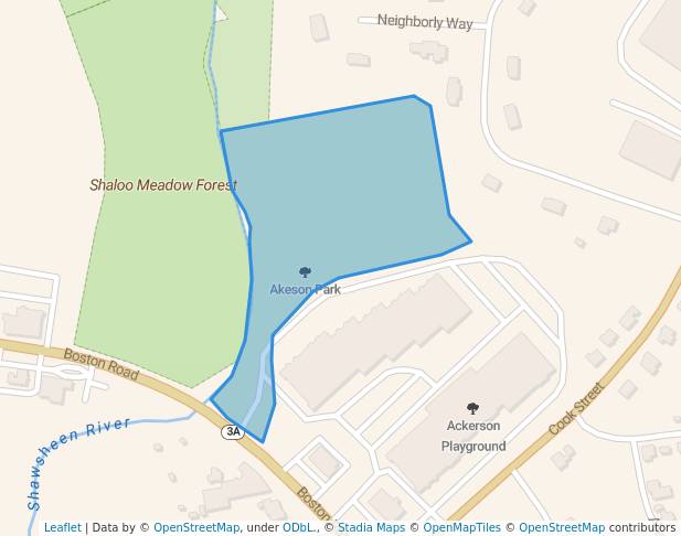 walking in Akeson Park map in Billerica