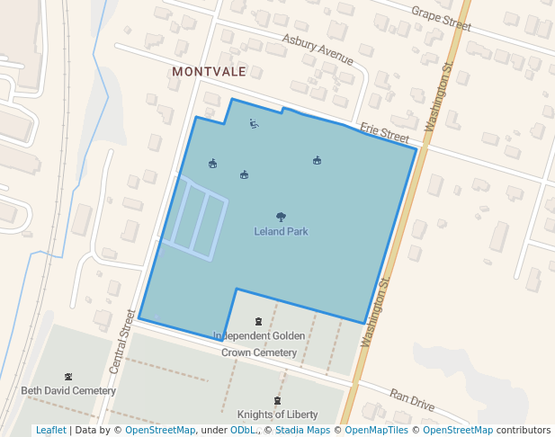 walking in Leland Park map in Woburn
