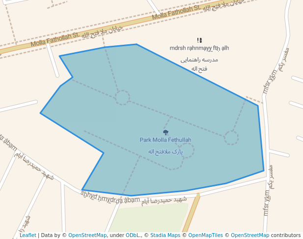 walking in Park Molla Fethullah map in Kashan