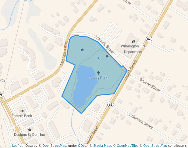 walking in Rotary Park map in Wilmington