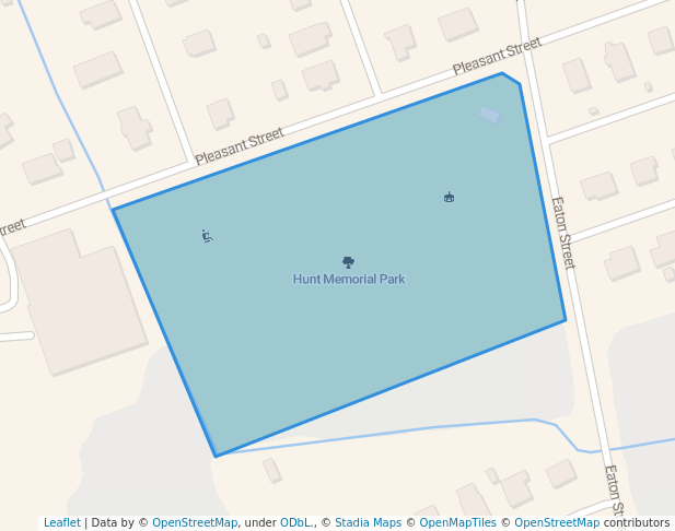 walking in Hunt Memorial Park map in Reading