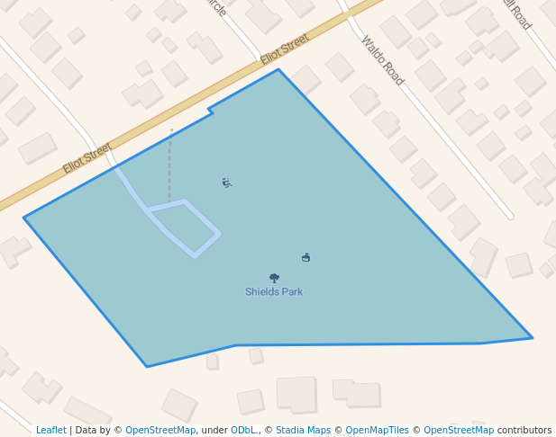 walking in Shields Park map in Milton