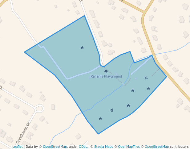 walking in Rahanis Playground map in Burlington