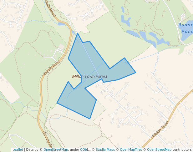 walking in Milton Town Forest map in Milton
