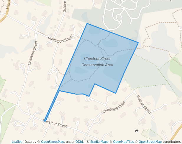 walking in Chestnut Street Conservation Area map in Weston