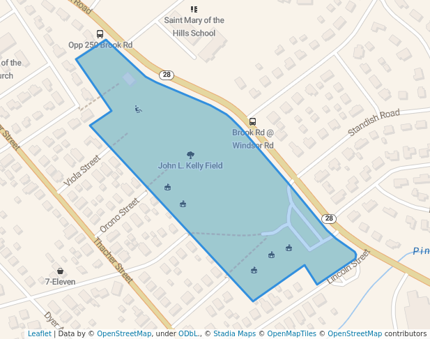 walking in John L. Kelly Field map in Milton