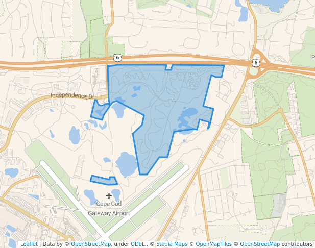 walking in Hyannis Ponds Wildlife Management Area map in Barnstable