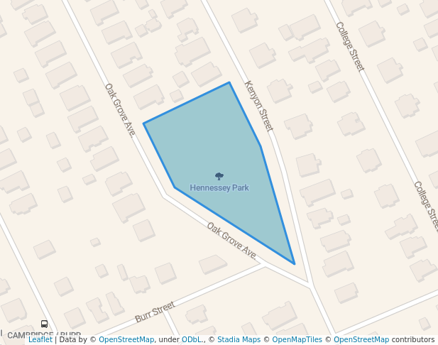 walking in Hennessey Park map in Springfield