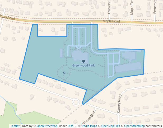 walking in Greenwood Park map in Longmeadow