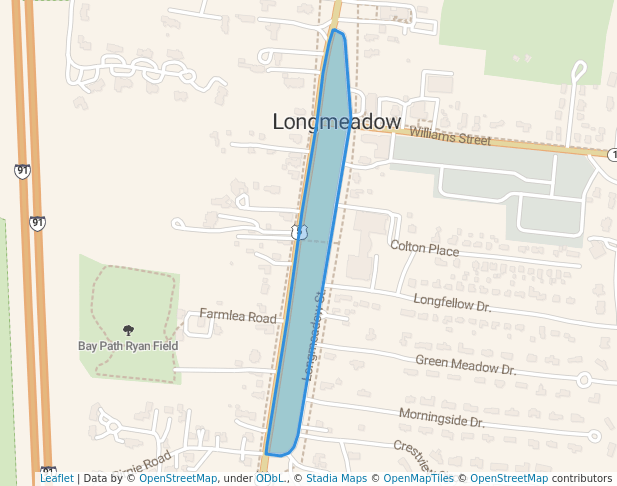 walking in Town Green map in Longmeadow