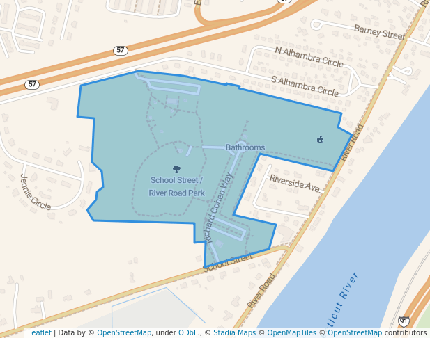 walking in School Street / River Road Park map in Agawam