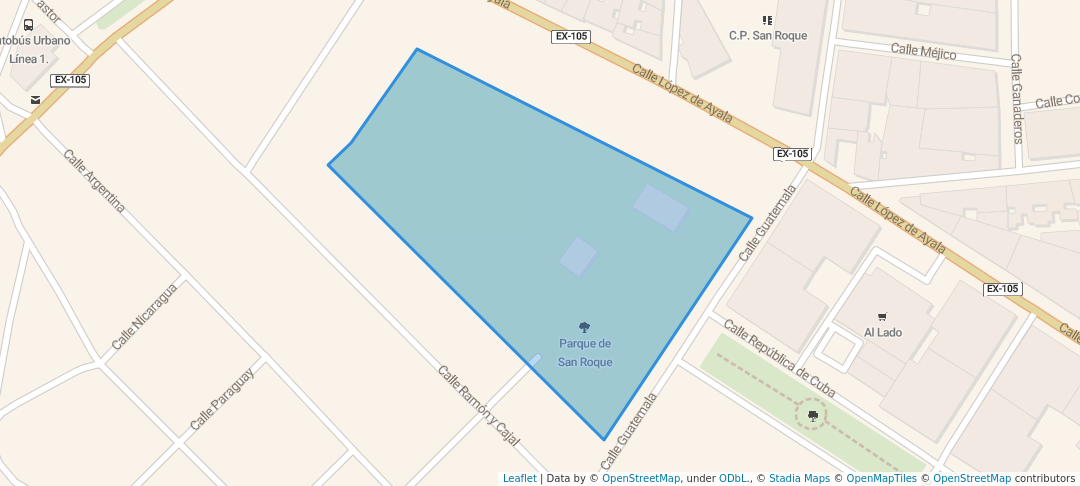 walking in Parque de San Roque map in Almendralejo