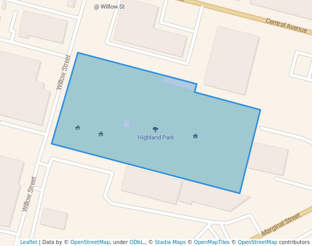 walking in Highland Park map in Chelsea