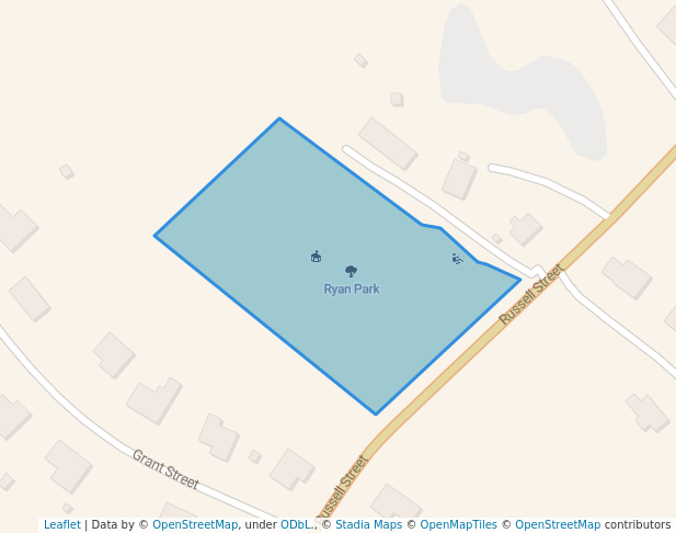 walking in Ryan Park map in Woburn