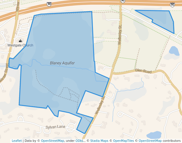 walking in Blaney Danforth Conservation Area map in Weston