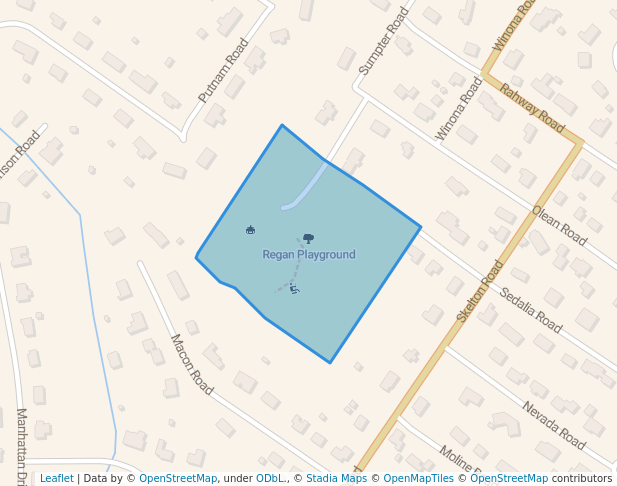 walking in Regan Playground map in Burlington