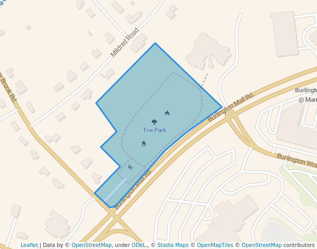 walking in Trw Park map in Burlington