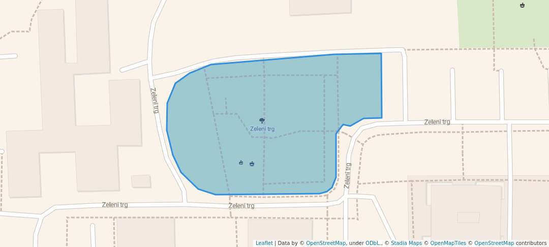 walking in Zeleni trg map in Zagreb