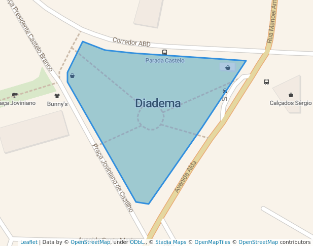 walking in Praça Castelo Branco map in Diadema