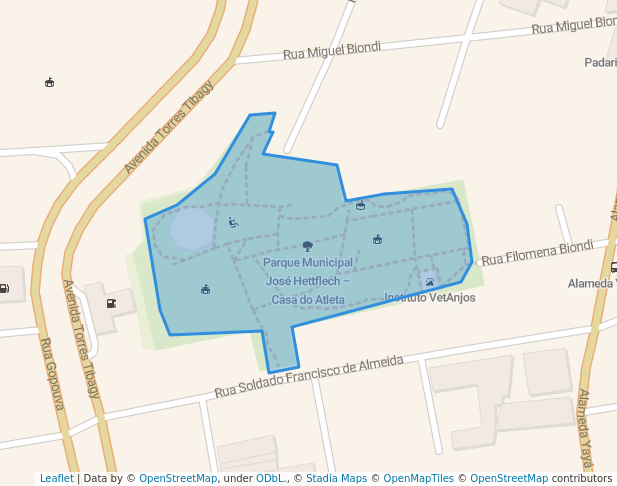 walking in Parque Municipal José Hettflech map in Guarulhos