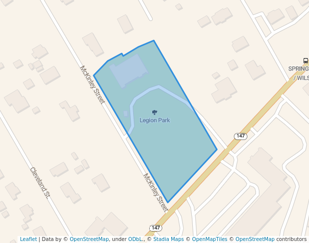 walking in Legion Park map in Agawam