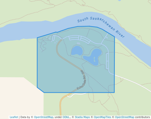 walking in Echo Dale Regional Park map in Bow Island