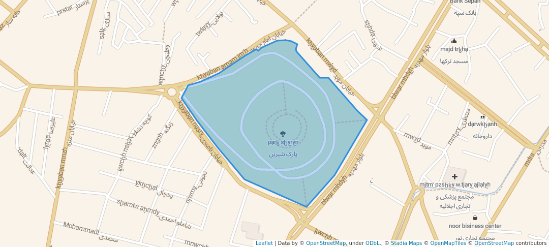 walking in پارک شیرین map in Kermanshah