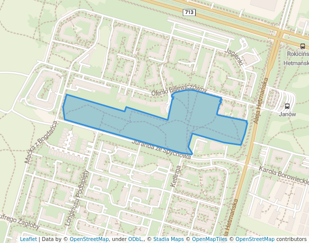 walking in Park na Janowie map in Łódź