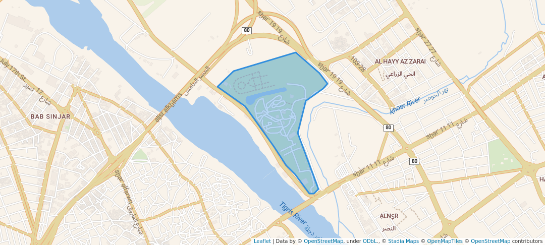 walking in Mosul Amusement Park map in Mosul