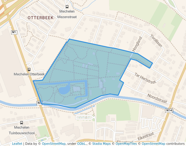 walking in Tivolipark map in Mechelen