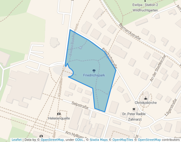 walking in Friedrichspark map in Bad Pyrmont