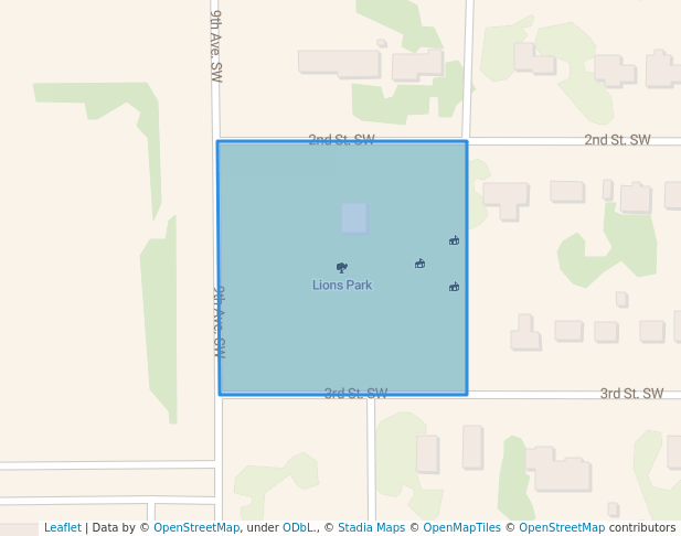 walking in Lions Park map in Britt