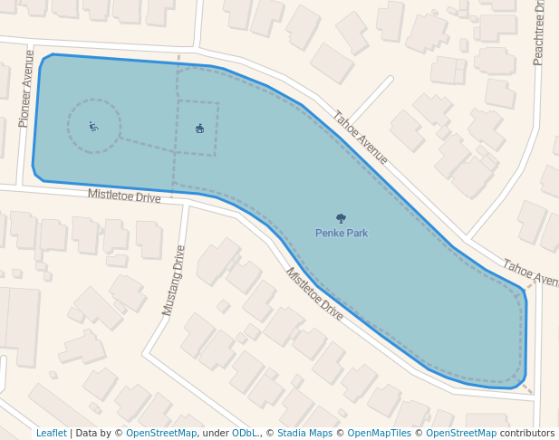 walking in Penke Park map in Hayward