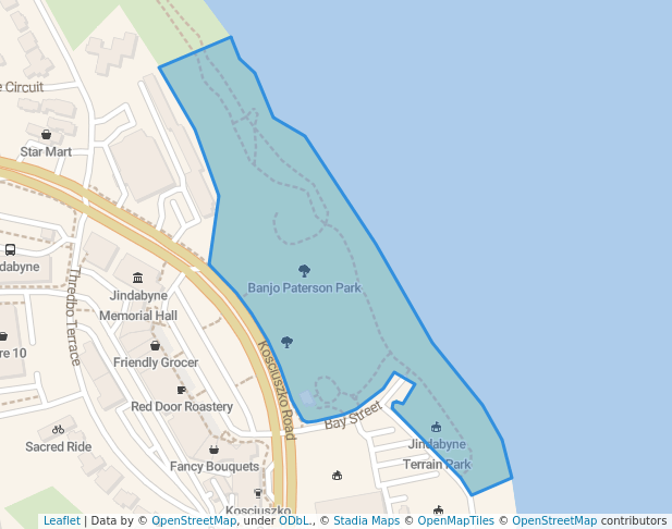 walking in Banjo Paterson Park map in Jindabyne