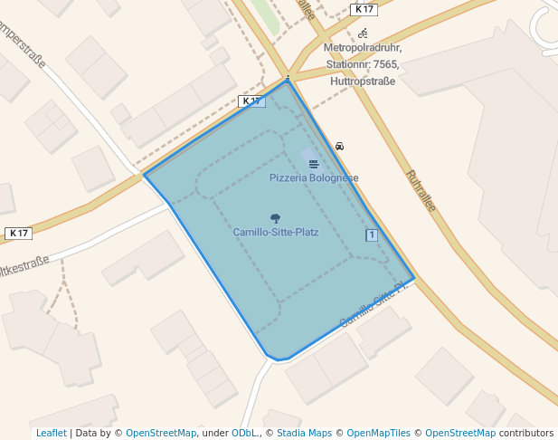 walking in Camillo-Sitte-Platz map in Essen