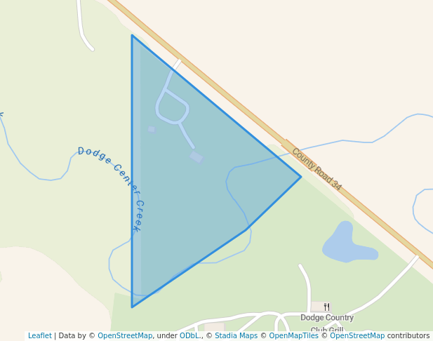 walking in Dodge Center Creek Park map in Dodge Center