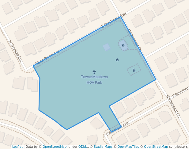 walking in Towne Meadows HOA Park map in Gilbert