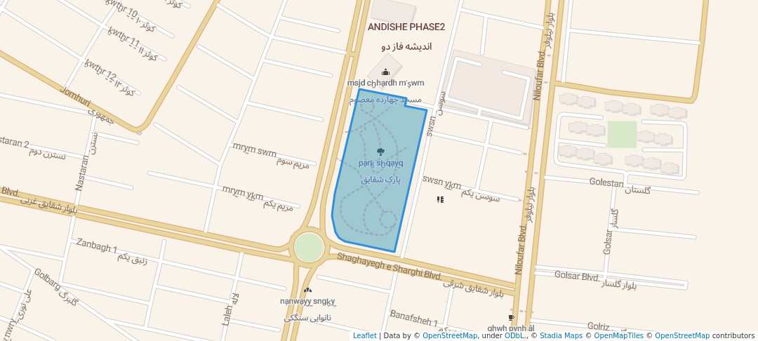 walking in پارک شقایق map in Andisheh New Town