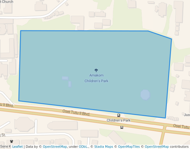 walking in Amakom Children's Park map in Kumasi