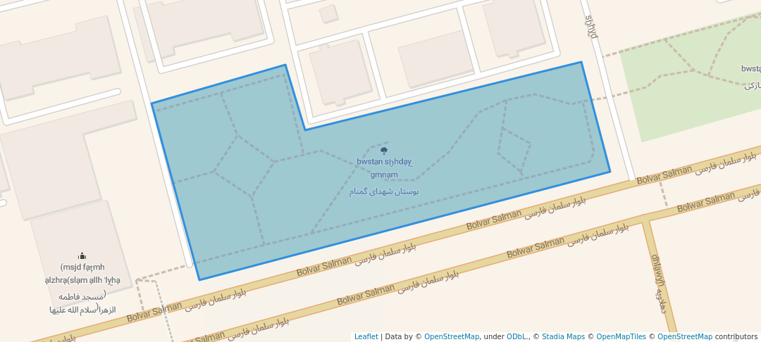 walking in بوستان شهدای گمنام map in Pardisan