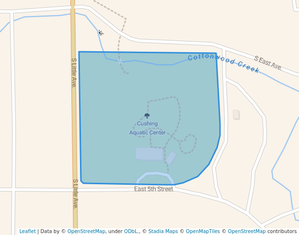 walking in Cushing Aquatic Center map in Cushing