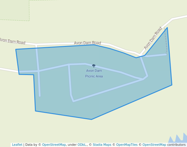 walking in Avon Dam Picnic Area map in Avon