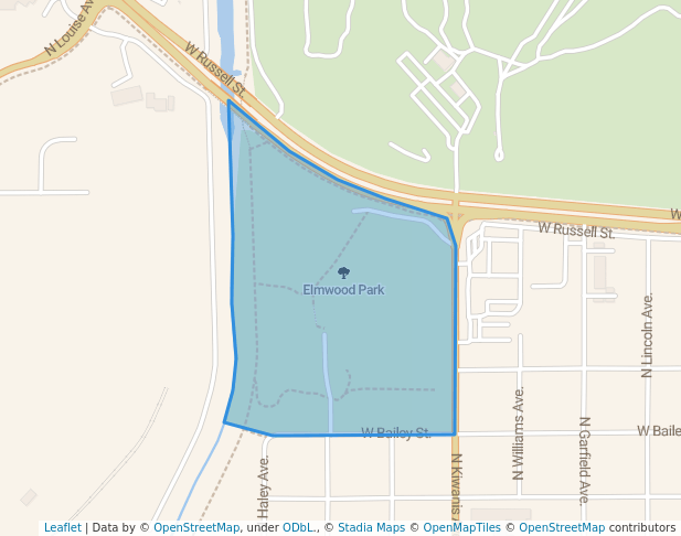 walking in Elmwood Park map in Sioux Falls