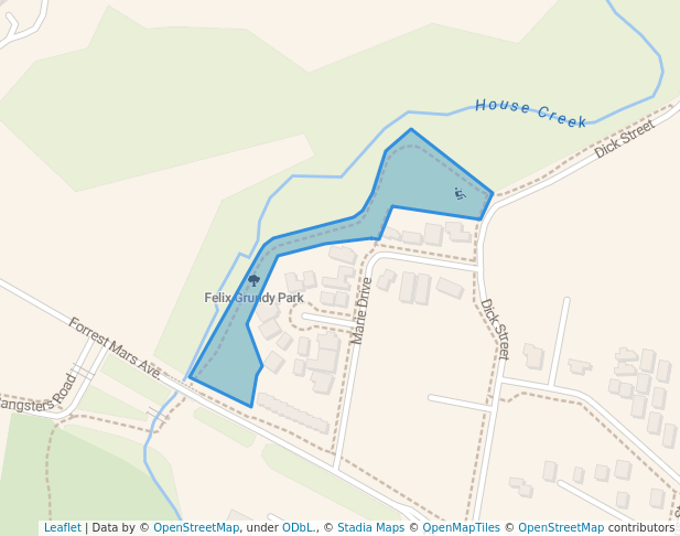 walking in Felix Grundy Park map in Wodonga