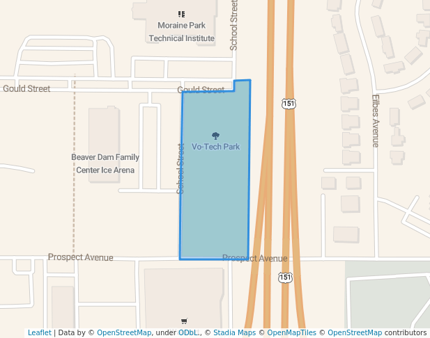 walking in Vo-Tech Park map in Beaver Dam